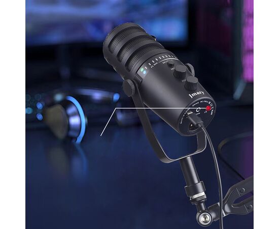  Микрофон универсальный кардиоидный JMARY MC-PW12, Type-C+Bluetooth+AUX, черный 