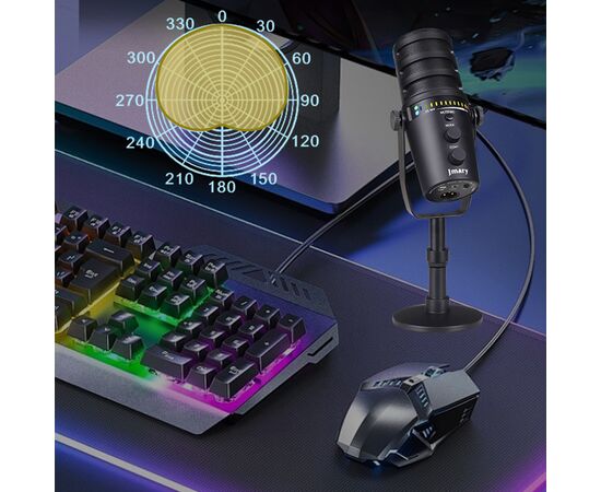  Микрофон универсальный кардиоидный JMARY MC-PW12, Type-C+Bluetooth+AUX, черный 
