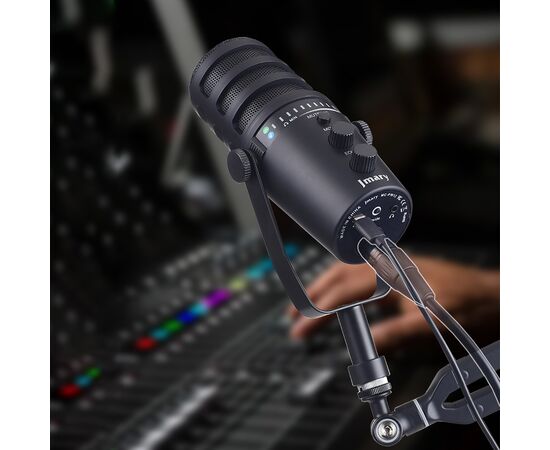  Микрофон универсальный кардиоидный JMARY MC-PW12, Type-C+Bluetooth+AUX, черный 