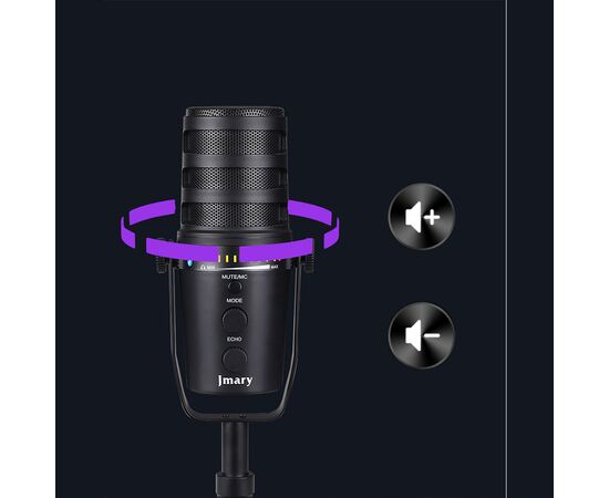  Микрофон универсальный кардиоидный JMARY MC-PW12, Type-C+Bluetooth+AUX, черный 