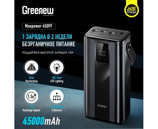  Power Bank ITEL Maxpower 450PF, 45000мAч черный 
