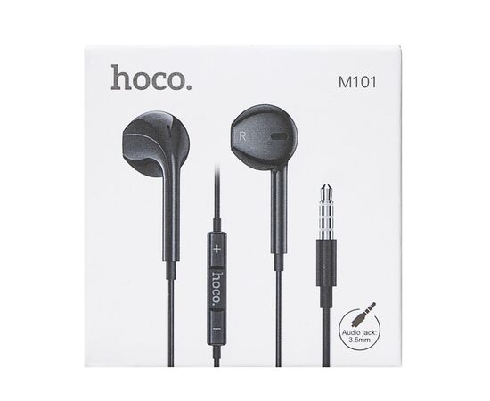 Проводные наушники с микрофоном вкладыши Hoco M101 Crystal joy Jack 3,5  (черный) (235083) 