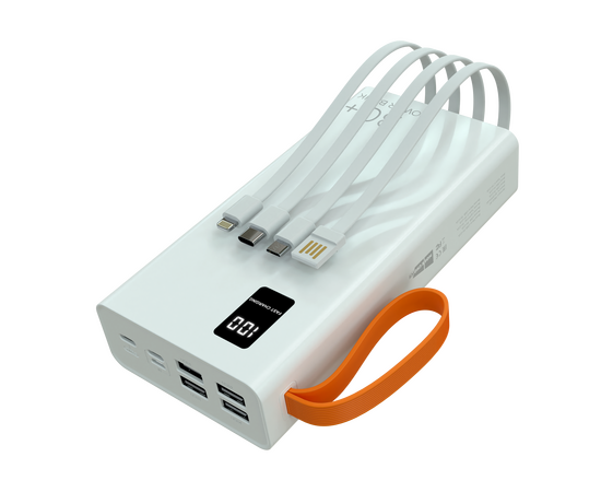  Внешний аккумулятор 30000mAh 2USB 2.1A More choice PB22-30 с кабелем (White) 