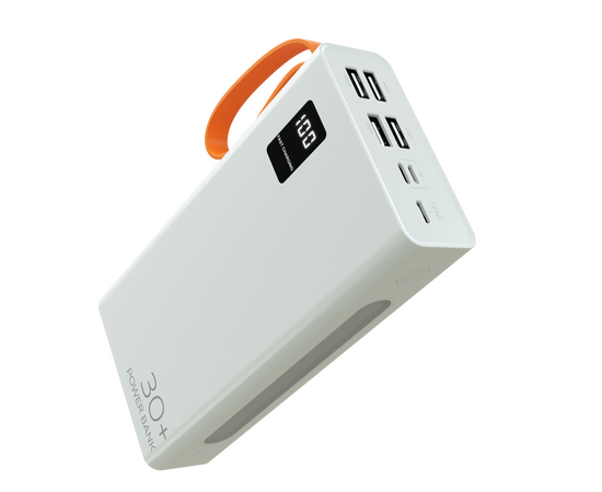 Внешний аккумулятор 30000mAh 2USB 2.1A More choice PB22-30 с кабелем (White) 