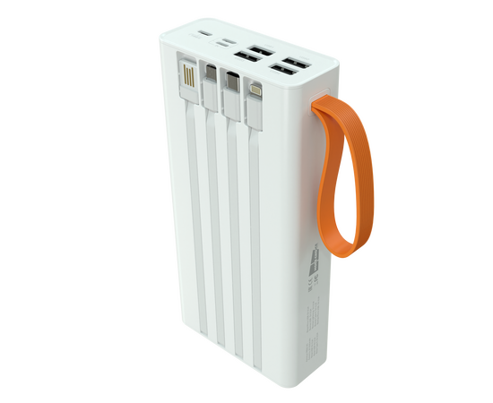  Внешний аккумулятор 30000mAh 2USB 2.1A More choice PB22-30 с кабелем (White) 