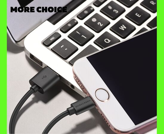  Дата-кабель USB 2.1A для Lightning 8-pin More choice K13i TPE 1м (Black) 