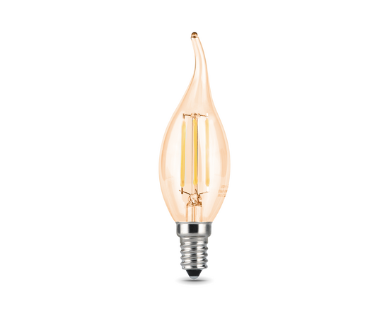  Лампа светодиодная GAUSS Filament Свеча на ветру 5W 420lm 4100К Е14 golden 1/10/50 