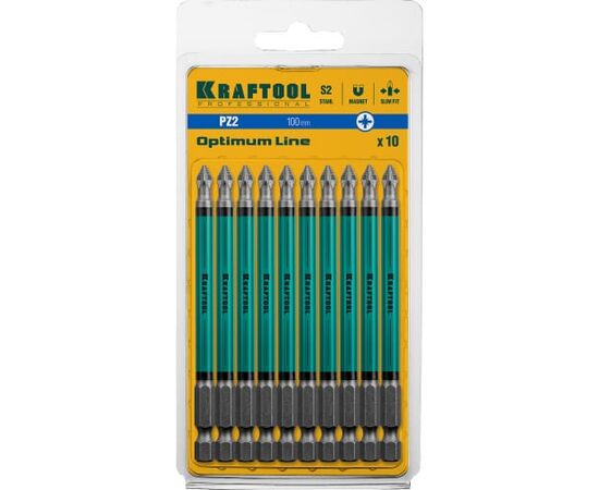  Биты KRAFTOOL 26124-2-100-10 профессиональные, сталь S10 