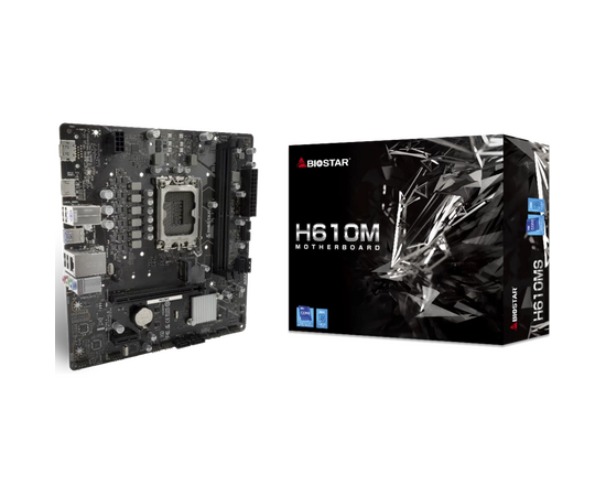  MB s1700 BIOSTAR H610MS Intel H610, 2xDDR4-3200 МГц, 1xPCI-Ex16, 1xM.2, Micro-ATX 