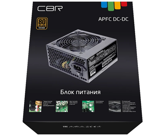  Блок питания CBR 400W (PSU-ATX400-12GM) ATX, 80+ Bronze, DC-DC, APFC, 0.6mm, 20+4pin, 12cm fan, 1.5м кабель питания, черный 