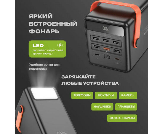  Аккумулятор внешний резервный HOCO J142 Surpass 22.5W+PD20W fully compatible power bank 100000mAh (чёрный) 