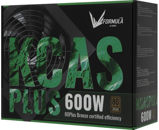 Блок питания Formula AC KCAS Plus (KCAS Plus 600 Plus) ATX 600W 80+ bronze 24pin APFC 120mm fan 7xSATA RTL 