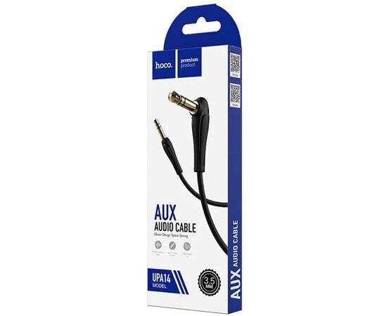  HOCO UPA14/ AUX аудио кабель/3.5 mm jack - 3.5 mm jack/ 1m/ Угловой коннектор/ Black 