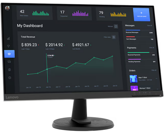  Монитор Lenovo ThinkVision C24-40 (63DCKAT6UK) 23.8" 1920x1080, VA, 75Гц, 1хHDMI, черный 