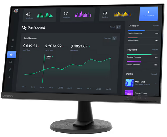  Монитор Lenovo ThinkVision C24-40 (63DCKAT6UK) 23.8" 1920x1080, VA, 75Гц, 1хHDMI, черный 