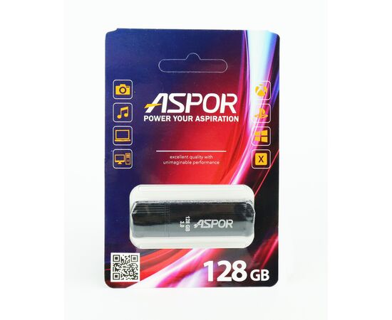  Flash Drive 128G USB  2.0 Aspor PK_TG121BK (чёрный) нс 