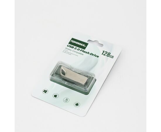  Flash Drive 128G TOPOMAX Premium TP-001 2.0, скорость чтения 15 МБ/с, записи 6 МБ/с, (металл) 