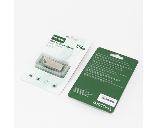  Flash Drive 128G TOPOMAX Premium TP-001 2.0, скорость чтения 15 МБ/с, записи 6 МБ/с, (металл) 