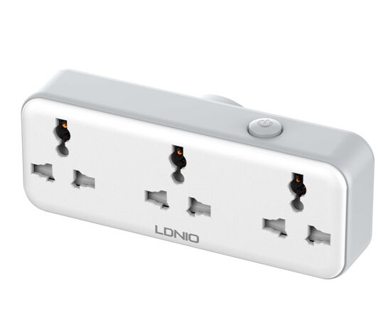  Сетевой поворотный разветвитель LDNIO SC3317/  3  розетки EU_UK_US 2500W/ 2 USB: QC 3.0+PD 3.0 30W/ Белый 