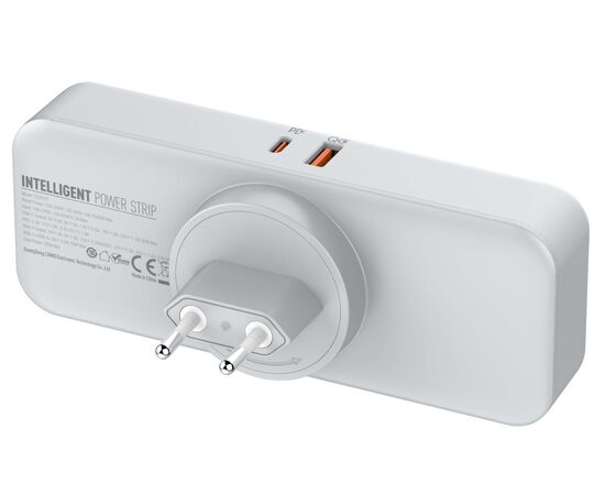  Сетевой поворотный разветвитель LDNIO SC3317/  3  розетки EU_UK_US 2500W/ 2 USB: QC 3.0+PD 3.0 30W/ Белый 