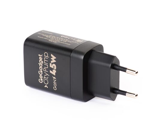  Сетевое зарядное устройство CityPump 45W 1хUSB-C 1xUSB-A GaN 2xPCU(30W+15W), ЧЕРНЫЙ 
