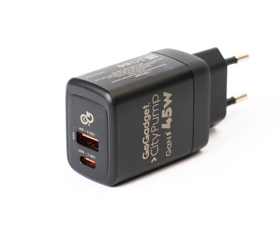 Сетевое зарядное устройство CityPump 45W 1хUSB-C 1xUSB-A GaN 2xPCU(30W+15W), ЧЕРНЫЙ 