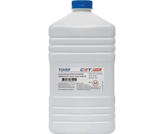  Тонер Cet CE28-M CET111054M500 пурпурный бутылка 500гр для принтера Konica Minolta Bizhub C258/308/368/227i/257i 