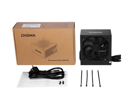  Блок питания Digma DPSU-500W-WH 80 Plus White ATX 500W (20+4pin) APFC 120mm fan 6xSATA RTL 