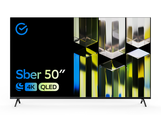 50" Телевизор Sber SDX 50UQ5230T QLED черный 3840x2160, 4K Ultra HD, 60 Гц, Wi-Fi, Smart TV, Салют ТВ 