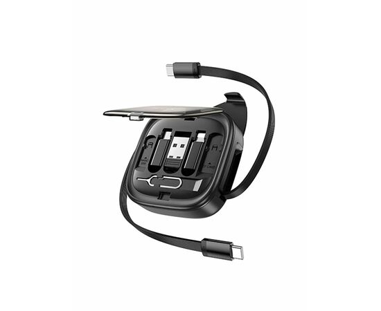  Кабель сетевой HOCO выдвижнойU140 Retractable charging data cable set black 