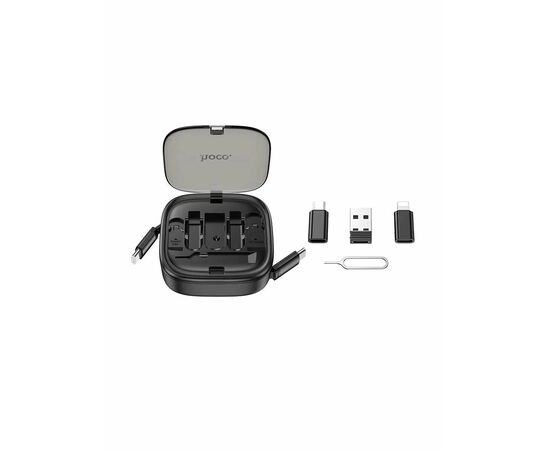  Кабель сетевой HOCO выдвижнойU140 Retractable charging data cable set black 