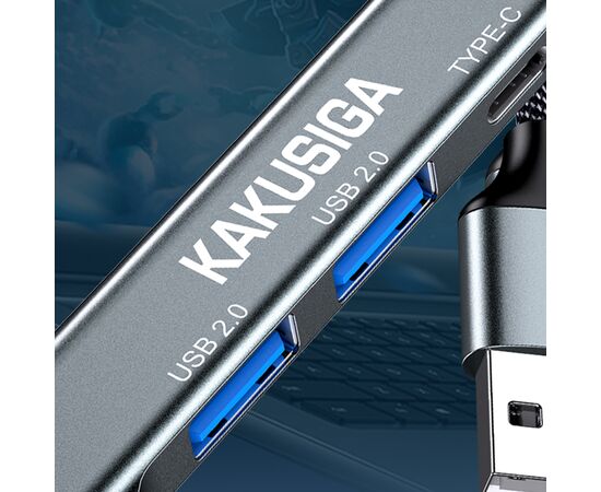  USB HUB KAKUSIGA KSC-1416 4 in 1 на 3 USB + 1 USB-C black 
