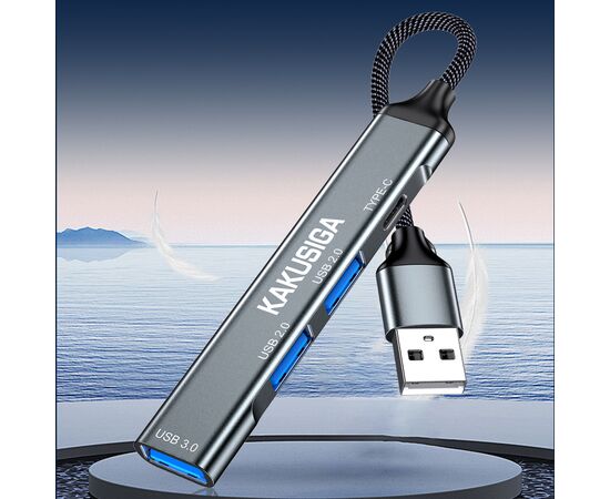  USB HUB KAKUSIGA KSC-1416 4 in 1 на 3 USB + 1 USB-C black 
