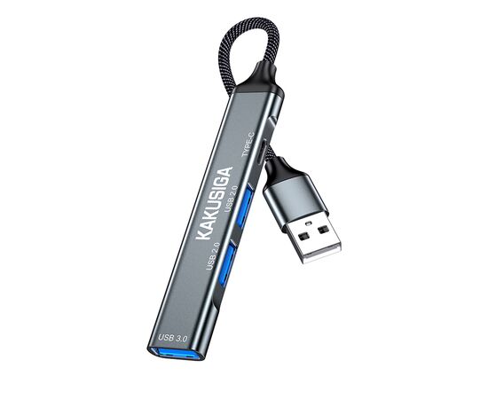  USB HUB KAKUSIGA KSC-1416 4 in 1 на 3 USB + 1 USB-C black 