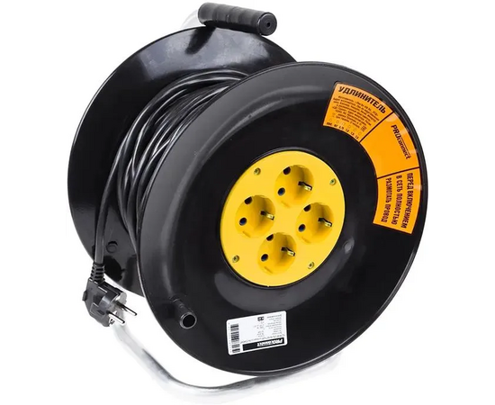  Удлинитель силовой PROconnect Standard 11-7607 3x1.0кв.мм 4розет. 50м ПВС 10A катушка черный 