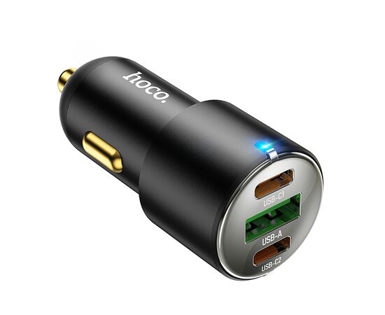  Адаптер Автомобильный Hoco NZ6 PD45W 2Type-C/USB (black) (239525) 