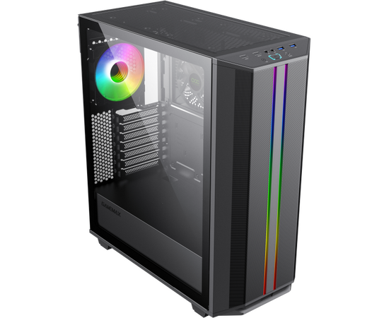 Корпус GameMax Precision COC Black (T808) (ATX, Черн, 2*USB 3.0, Зак.стекло, 1*120мм+ COC, без БП) 